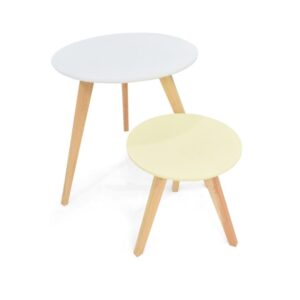 Mesas auxiliares Denver blanco/amarillo 2 Mesas auxiliares Denver blanco/amarillo